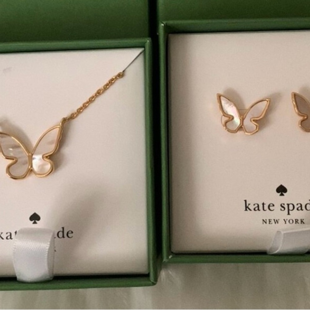 Kate Spade Gold and White Butterfly Necklace Set - Picture 2 of 3